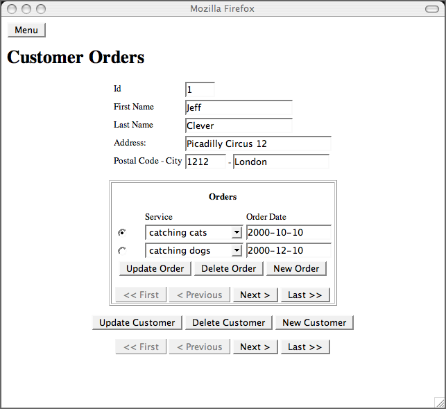 Managing customers and their orders on a single page (customer_orders.jsp)